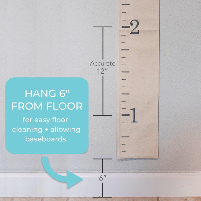 White Loft Canvas Growth Chart Ruler Fabric Natural Color Big Brother Big Sister Gift Children Height Chart Measure Childs Growth Kids Room Decor Nursery Wall Ruler and Pen - Image 3